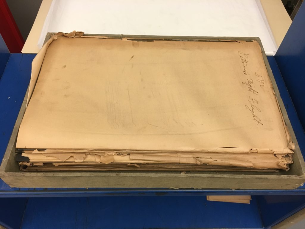 Stack of large glass plate negatives