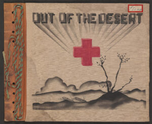 Out of the Desert cover with a red cross and image of desert landscape.